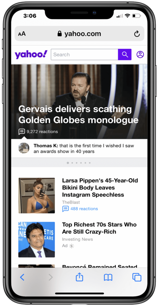 Yahoo SEO expert on responsive website search page shown January 2020