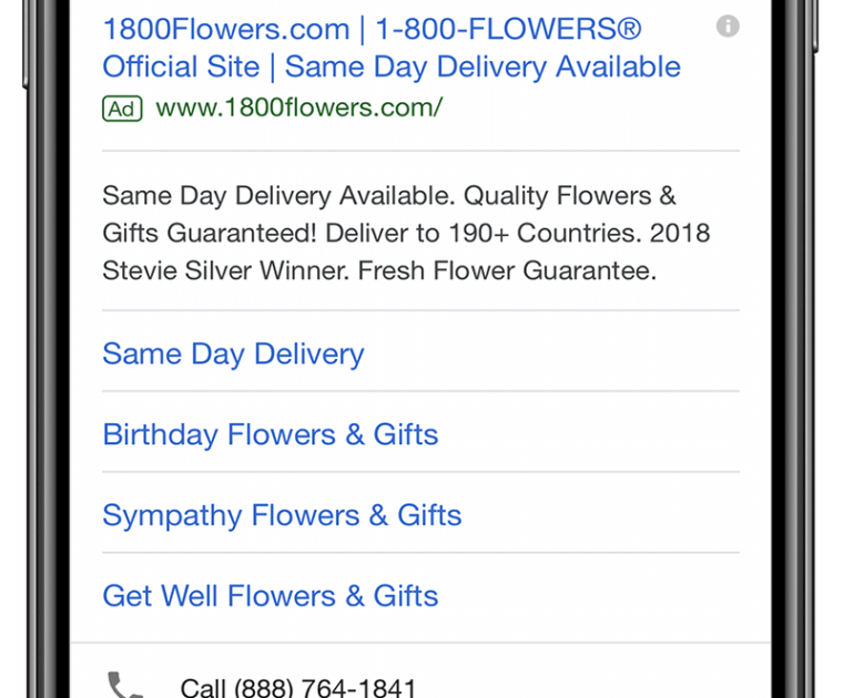 800-Flowers shows the effectiveness of bidding on branded keywords